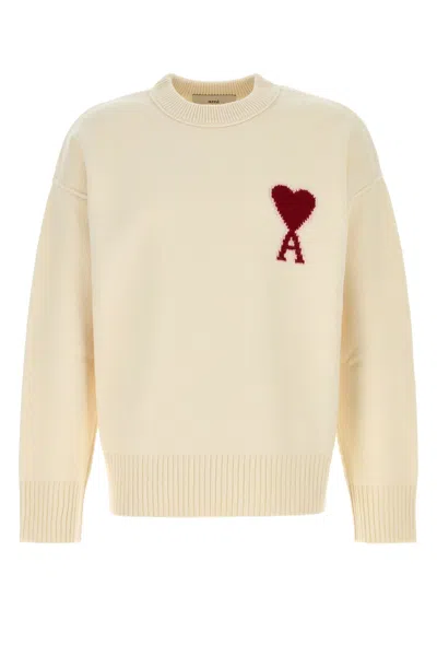 AMI ALEXANDRE MATTIUSSI AMI IVORY WOOL SWEATER