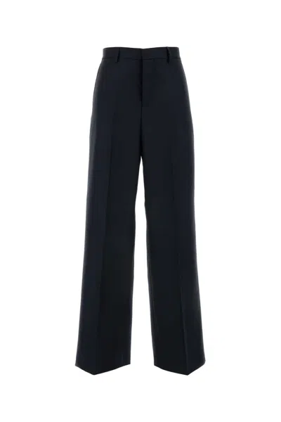 Ami Alexandre Mattiussi Wool Wide Leg Trousers With Belt Loops In Black