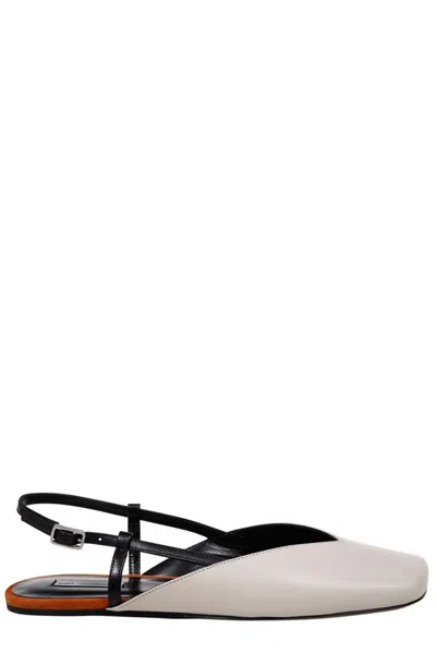 Ami Alexandre Mattiussi Beige Leather Slingbacks Beige