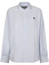 Ami Alexandre Mattiussi Ami Light Blue And White Striped Classic Shirt With Button-down Collar In White