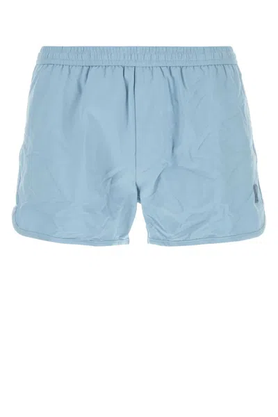 AMI ALEXANDRE MATTIUSSI AMI LIGHT BLUE NYLON SWIMMING SHORTS