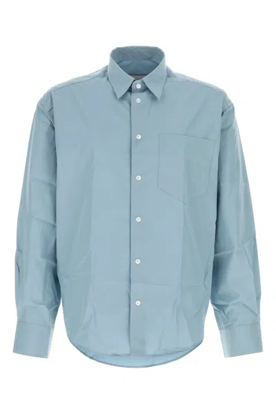 Ami Alexandre Mattiussi Poplin Shirt With Button Cuffs And Collar In Blue
