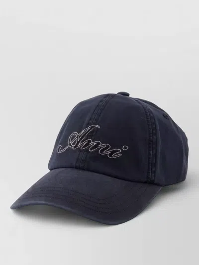 Ami Alexandre Mattiussi Ami Logo Cap Structured Cotton Silhouette In Blue