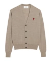 Ami Alexandre Mattiussi Ami Logo Embroidered Buttoned Cardigan In Nude