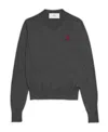 Ami Alexandre Mattiussi Ami Paris Ami De Coeur Logo Embroidered V-neck Cardigan In Black