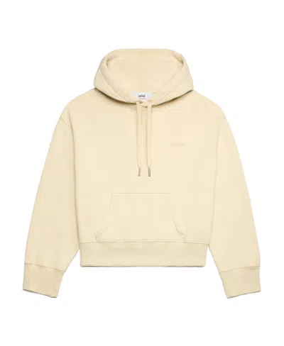 Ami Alexandre Mattiussi Ami Logo Embroidered Drawstring Hoodie In Nude