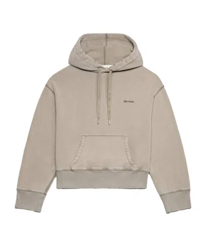 Ami Alexandre Mattiussi Ami Logo Embroidered Drawstring Hoodie In Nude