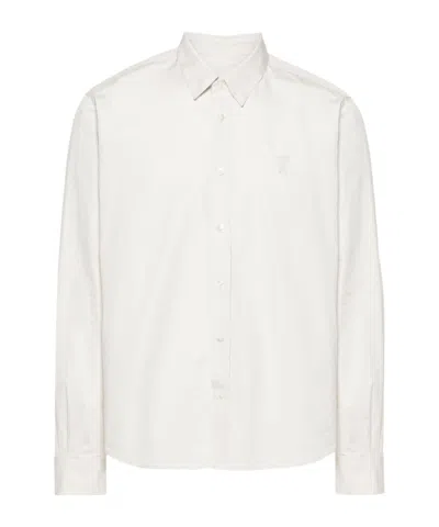 Ami Alexandre Mattiussi Ami Logo Embroidered Long-sleeve Shirt In White