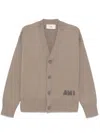 Ami Alexandre Mattiussi Ami Paris Logo-embroidered Cotton-blend Cardigan In Brown