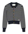 Ami Alexandre Mattiussi Ami Cropped Blue Cardigan With Striped Pattern In Black