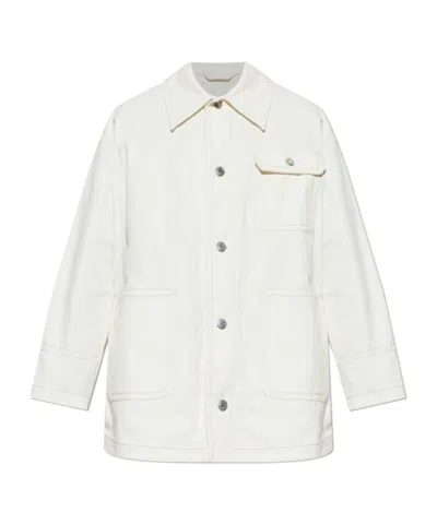 Ami Alexandre Mattiussi Ami Logo Patch Buttoned Jacket In White