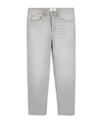 Ami Alexandre Mattiussi Ami Logo Patch Straight Leg Jeans In Gray