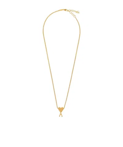 Ami Alexandre Mattiussi Ami Logo Pendant Necklace In Yellow