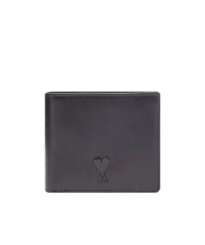 Ami Alexandre Mattiussi Ami Logo-plaque Bi-fold Wallet In Black