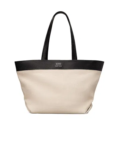 AMI ALEXANDRE MATTIUSSI AMI LOGO PLAQUE TOTE BAG