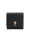 Ami Alexandre Mattiussi Ami Logo Plaque Tri-fold Wallet In Black