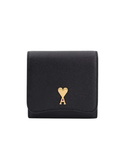 Ami Alexandre Mattiussi Ami Logo Plaque Tri-fold Wallet In Black