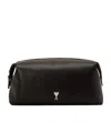 Ami Alexandre Mattiussi Ami Logo Plaque Zip-up Toilet Pouch In Black
