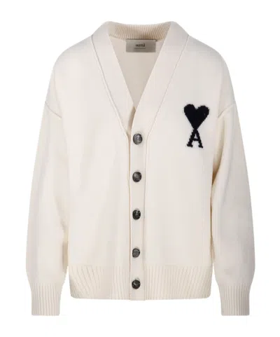 AMI ALEXANDRE MATTIUSSI AMI LOGO PRINTED BUTTONED CARDIGAN