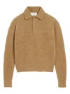 Ami Alexandre Mattiussi Alpaca And Wool Blend Long Sleeve Polo In Brown