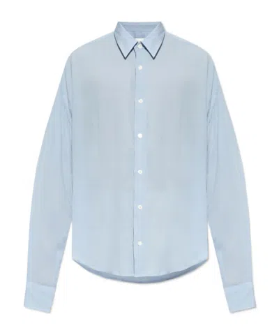 Ami Alexandre Mattiussi Ami Long-sleeved Buttoned Shirt In Blue