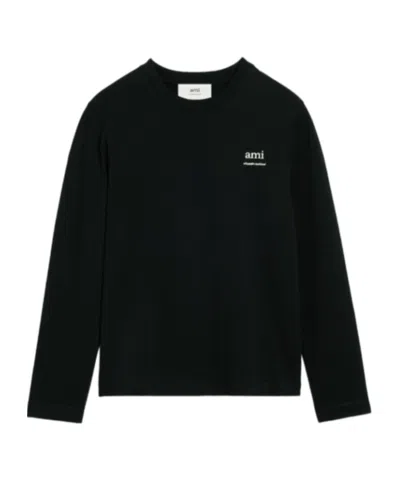 Ami Alexandre Mattiussi Ami Long Sleeved Crewneck T-shirt In Black