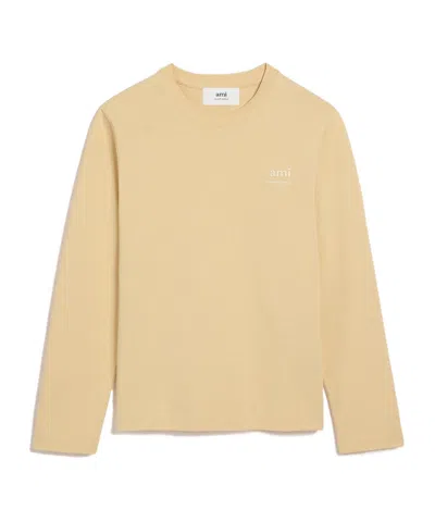 Ami Alexandre Mattiussi Ami Long Sleeved Crewneck T-shirt In Nude