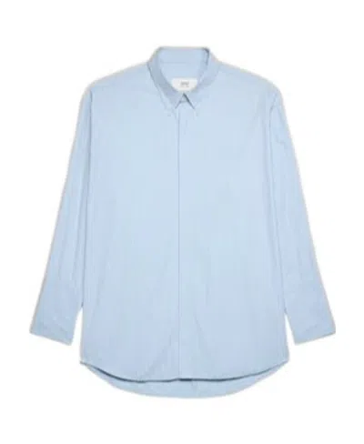 Ami Alexandre Mattiussi Ami Long Sleeved Oversized Striped Shirt In Blue