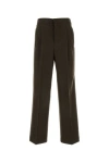 Ami Alexandre Mattiussi Wool Pant With Pleated Front And Belt Loops In Brown