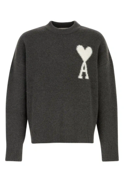 Ami Alexandre Mattiussi Ami Paris "ami De Coeur" Sweater In Grey