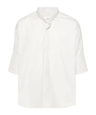 Ami Alexandre Mattiussi Ami Mandarin Collar Buttoned Shirt In White