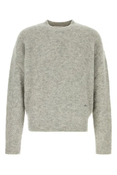 Ami Alexandre Mattiussi Ami Melange Grey Alpaca Blend Sweater In Gray