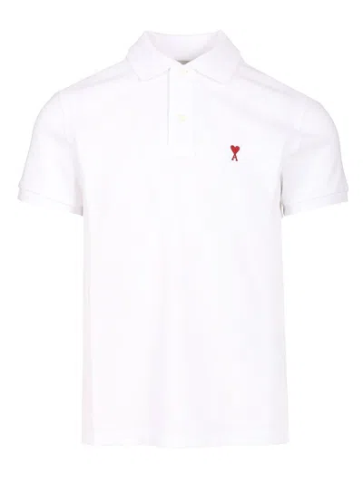 Ami Alexandre Mattiussi Organic Cotton Ami De Coeur Polo Shirt In White