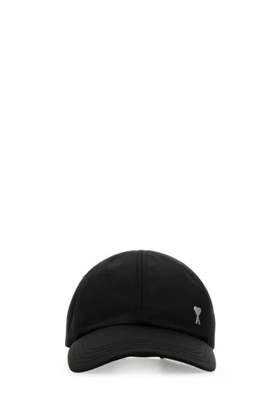 AMI ALEXANDRE MATTIUSSI AMI MEN BLACK NYLON BLEND BASEBALL CAP