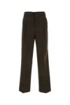 Ami Alexandre Mattiussi Wool Pant With Pleated Front And Belt Loops In Brown