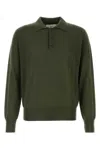 Ami Alexandre Mattiussi Ami Long Sleeved Knitted Polo Shirt In Green
