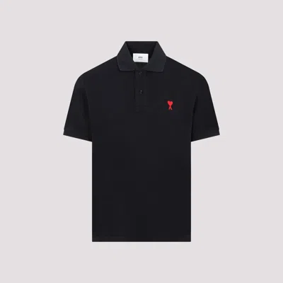 Ami Alexandre Mattiussi Ami Paris Men Black Polo Shirt With Adc Embroidery At The Front In Cotton Man