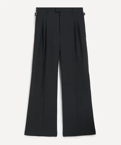 AMI ALEXANDRE MATTIUSSI AMI MENS BLACK WOOL LOW-WAIST WIDE TROUSERS