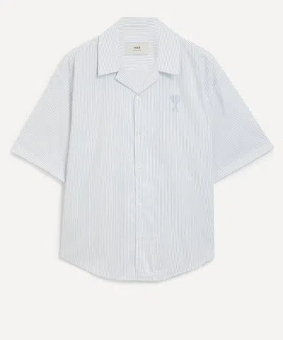 Ami Alexandre Mattiussi Ami Mens Camp Collar Striped Shirt