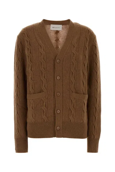 Ami Alexandre Mattiussi Ami Merino Wool Cardigan For Women In Purple