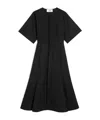 Ami Alexandre Mattiussi Midi Black Dress With Short Sleeves And Hidden Tab In Cotton Woman In Black