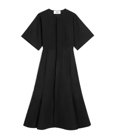 AMI ALEXANDRE MATTIUSSI AMI MID-SLEEVED ROUND-NECK MIDI DRESS