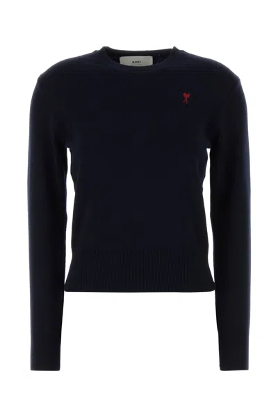 AMI ALEXANDRE MATTIUSSI AMI MIDNIGHT BLUE WOOL SWEATER