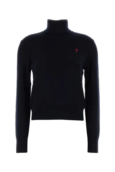 Ami Alexandre Mattiussi Ami Midnight Blue Wool Sweater