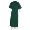 Ami Alexandre Mattiussi Ami Mock Neck Maxi T-shirt Dress In Green Cotton In Green