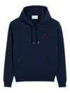 Ami Alexandre Mattiussi Ami Navy Blue Cotton Jersey Hoodie With Signature Monogram