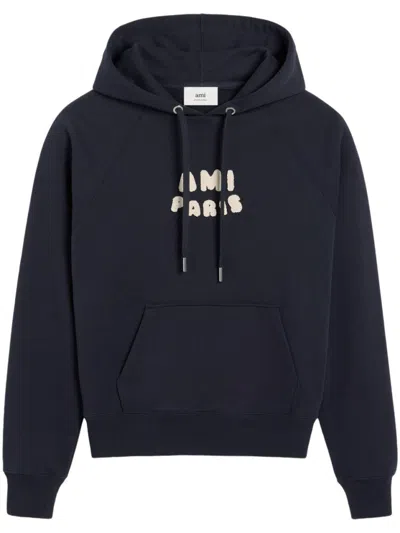 Ami Alexandre Mattiussi Ami Navy Blue Sweatshirt With Drawstring Hood