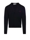 Ami Alexandre Mattiussi Black Ami De Coeur Cardigan In Blue