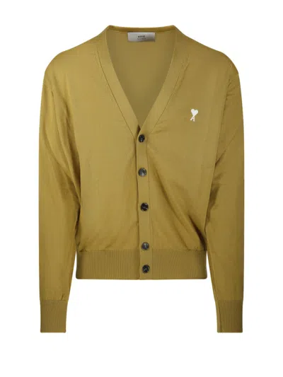 Ami Alexandre Mattiussi Ami Off White Adc Cardigan In Gold