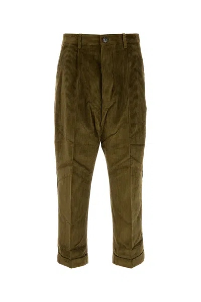 Ami Alexandre Mattiussi Ami Paris Olive Green Corduroy Pant In Brown